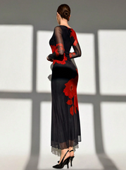 Mesh Print Party Cocktail Dress