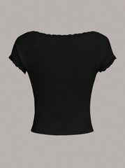 Lace Trim Scoop Neck Tee