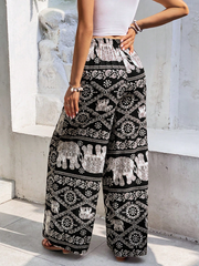 Elephant Print Wide Leg Pants