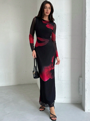 Mesh Print Party Cocktail Dress