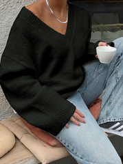 Loose V-Neck Knit Cardigan