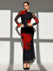 Mesh Print Party Cocktail Dress