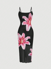 Elegant Floral Print Camisole Dress