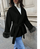 Fuzzy Cuff Overcoat