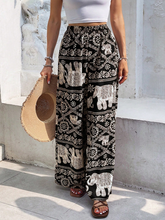 Elephant Print Wide Leg Pants