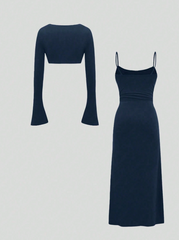 Tank Dress And Flared Sleeve Cami Top Set