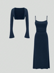 Tank Dress And Flared Sleeve Cami Top Set