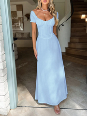 Bohemian Style Low Neck Backless Tie Strap Dress