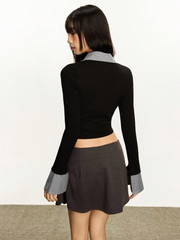 Striped Print Flounce Sleeve Shirt