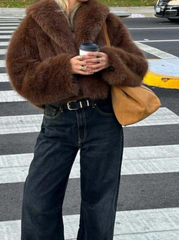 Faux Fox Fur Short Coat Outwear