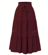 Tiered Ruched Elastic Waist Skirt