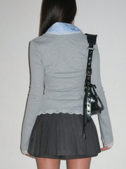 Collar Long Sleeve T-Shirt