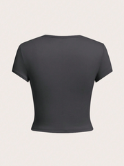 Solid Color Short Crop Tight-Fitting T-Shirt 4pcs