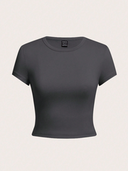 Solid Color Short Crop Tight-Fitting T-Shirt 4pcs