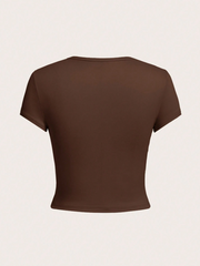 Solid Color Short Crop Tight-Fitting T-Shirt 4pcs