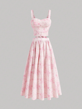 Vintage Floral Bow Knot Top and Skirt Set