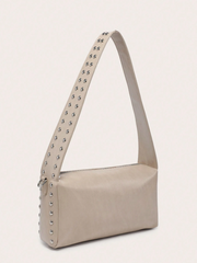 Riveted decoration wide strap shoulder bag
