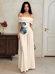 Elegant Floral Print Off-Shoulder Dress