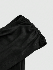 Solid Color Off-Shoulder Ruffle Slim Fit Top