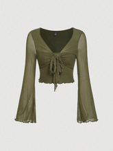 Tie Front Bell Sleeve T-Shirt