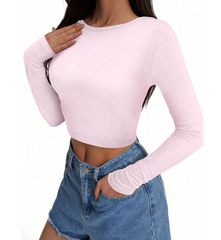 Solid Color Ruched Cropped T-shirt