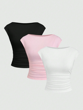 3pcs Fitted Short Sleeve Top