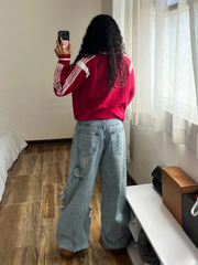 Jacquard Zip-Up Long Sleeve Cardigan Top