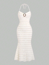 Summer Halter Neck Dress With Circular Ring