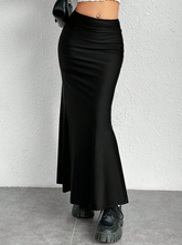 Solid Ruched Mermaid Hem Skirt