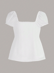 Square Neck Puff Sleeve Tie Front Top