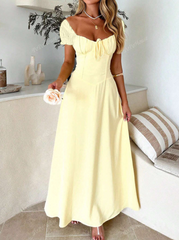 Bohemian Style Low Neck Backless Tie Strap Dress