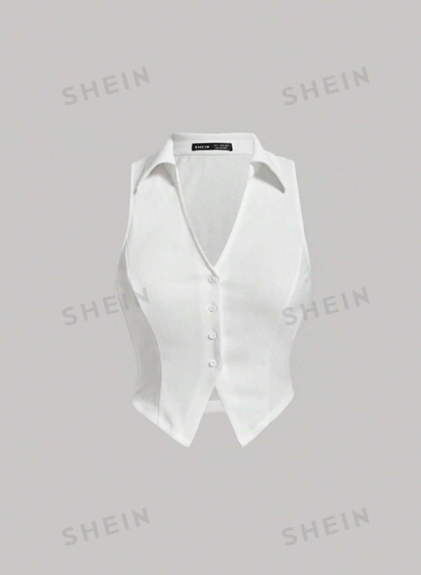 Solid Button Front Tank Top