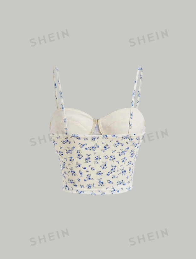 Ditsy Floral Print Ruched Cami Top