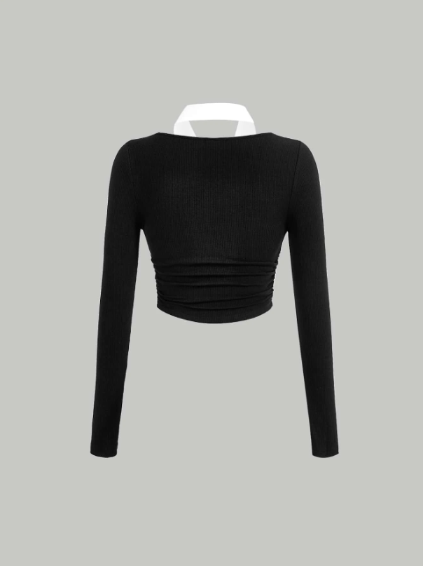 Colorblock 2 In 1 Top With Tie