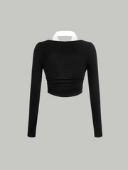 Colorblock 2 In 1 Top With Tie