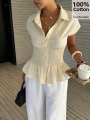 Elegant Solid Color Short Sleeve Shirt