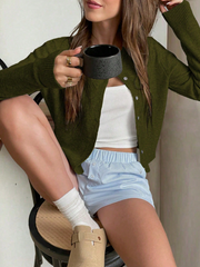 Winter Round Neck Long-Sleeved Cardigan