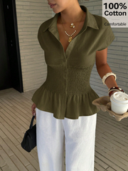 Elegant Solid Color Short Sleeve Shirt