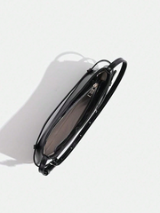 Solid Color Shoulder Bag With Glossy Finish
