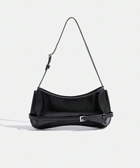 Solid Color Shoulder Bag With Glossy Finish