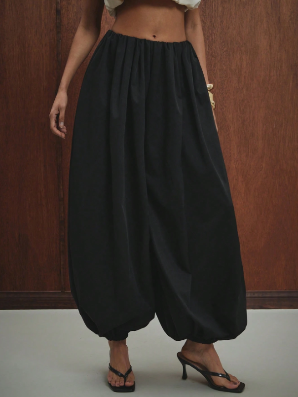 Elastic Waist Loose Fit Ankle Length Pants