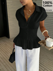 Elegant Solid Color Short Sleeve Shirt