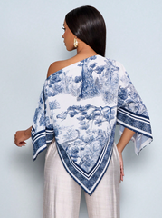 Asymmetric Neck Long Sleeve Asymmetrical Hem Blouse
