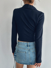 Solid Half Zip Crop Tee