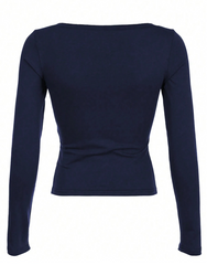 Button-Front Letter Print Tee