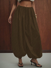 Elastic Waist Loose Fit Ankle Length Pants