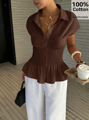 Elegant Solid Color Short Sleeve Shirt
