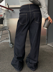 Straight-Leg Casual Jeans Y2k