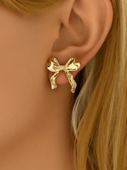 Gold Ribbon Bow Earrings