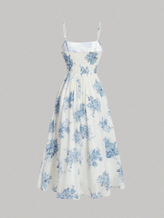 Women's Floral Print Frilled Hem Cami Dress